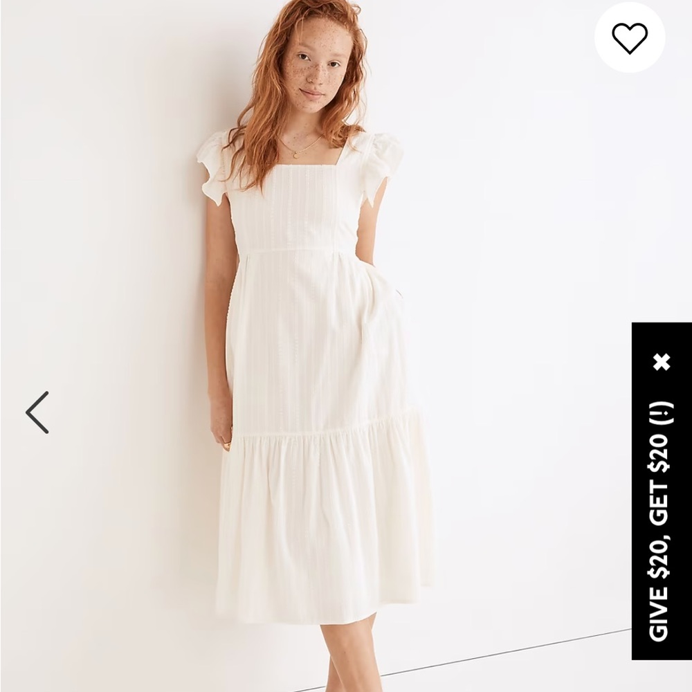 MADEWELL Womens Ivory Ruffle-Strap Tiered Midi Dress